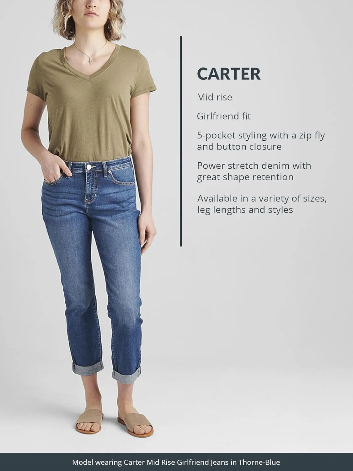 Jag Jeans Women's Carter Mid Rise Girlfriend Jeans