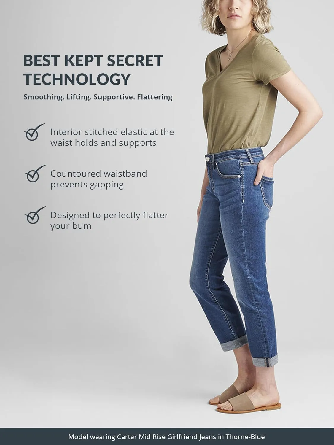 Jag Jeans Women's Carter Mid Rise Girlfriend Jeans