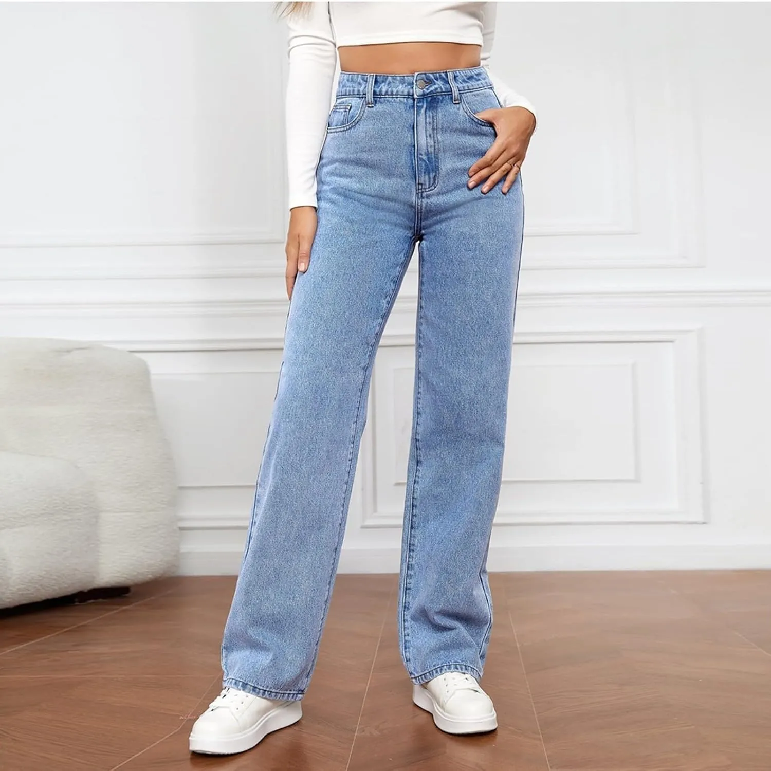 Jeans for Women Trendy 2024 Flare/Wide Leg Jeans High Waisted Stretch Baggy Jeans for Women Plus Size Denim Pants