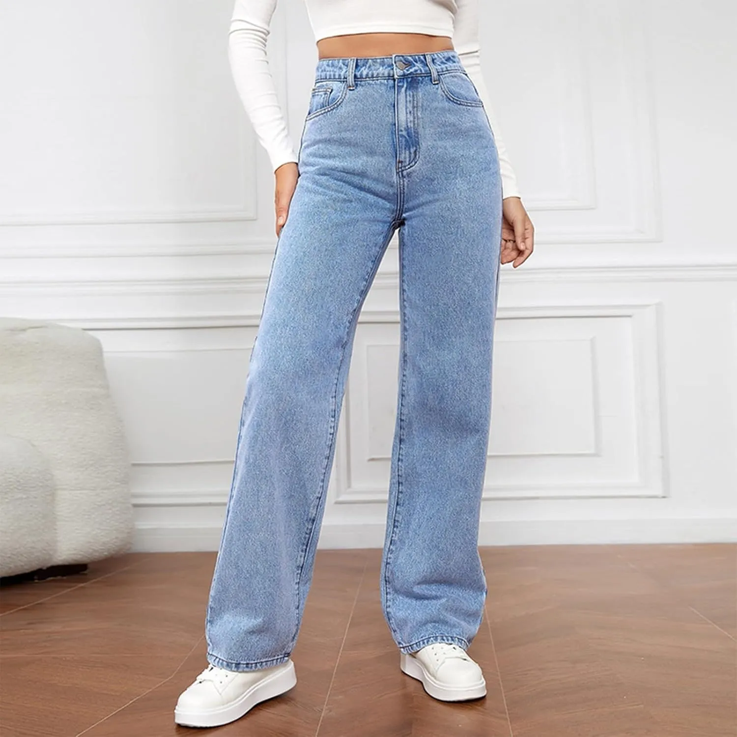 Jeans for Women Trendy 2024 Flare/Wide Leg Jeans High Waisted Stretch Baggy Jeans for Women Plus Size Denim Pants