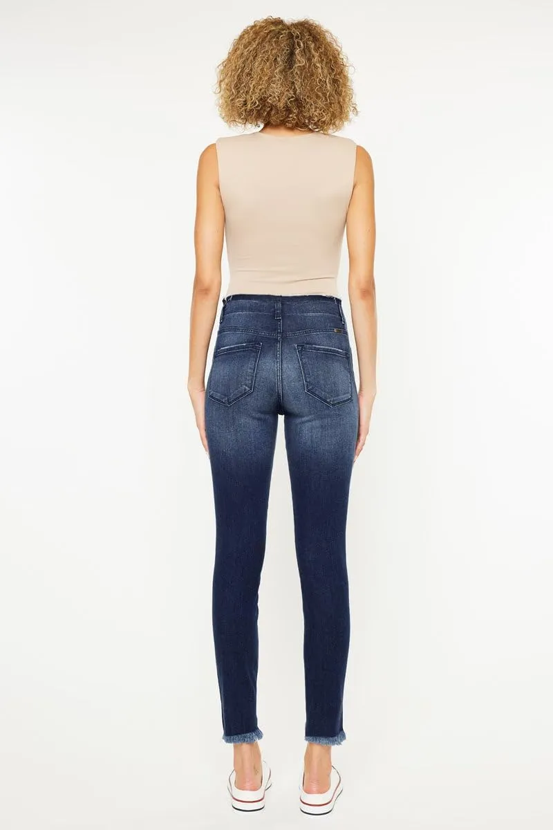 Kan Can Women's high Rise Distressed Ankle Skinny Jeans