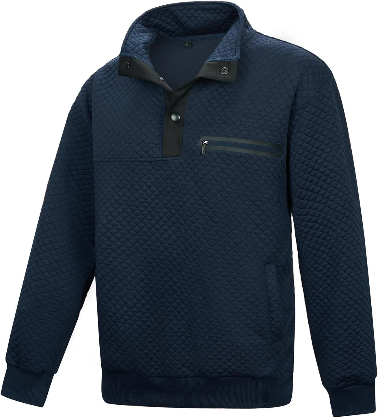LBL Leading the Better Life Mens Sweatshirt Fashion Stand Collar Button Pullover Sweatshirts with Pockets