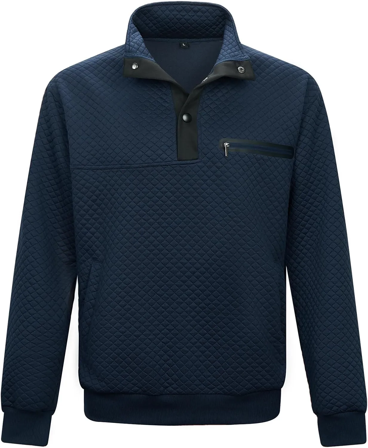 LBL Leading the Better Life Mens Sweatshirt Fashion Stand Collar Button Pullover Sweatshirts with Pockets