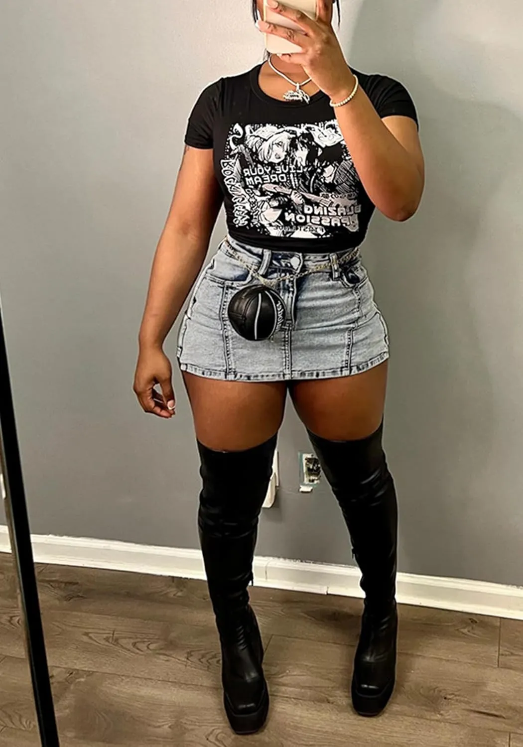 LETSVDO Women's Denim Skorts Skirts High Waisted Y2k Pleated Ruffle A Line Frayed Flare Sexy Jean Mini Skirt Shorts