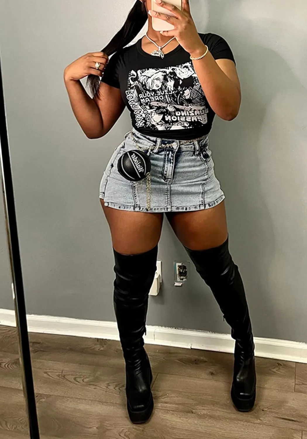 LETSVDO Women's Denim Skorts Skirts High Waisted Y2k Pleated Ruffle A Line Frayed Flare Sexy Jean Mini Skirt Shorts