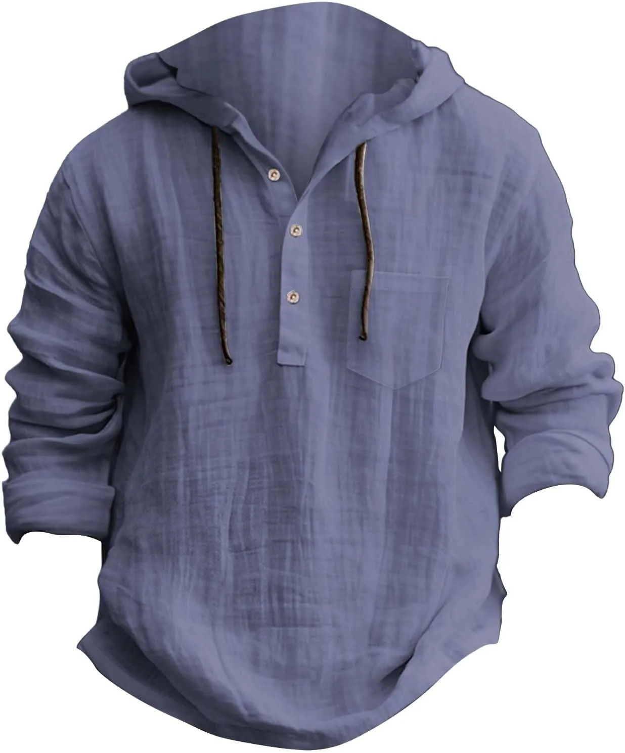 Linen Shirts for Men Lightweight Button Up Long Sleeve Hoodies Sweatshirts Lightweight Hawaiian Beach Hippie Shirt