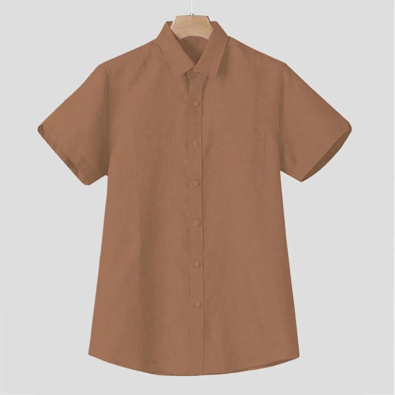 Linen Shirts for Men Slim Fit Short Sleeve Button Down Dress Shirts Wrinkle Free Casual Vacation Beach Summer Tops