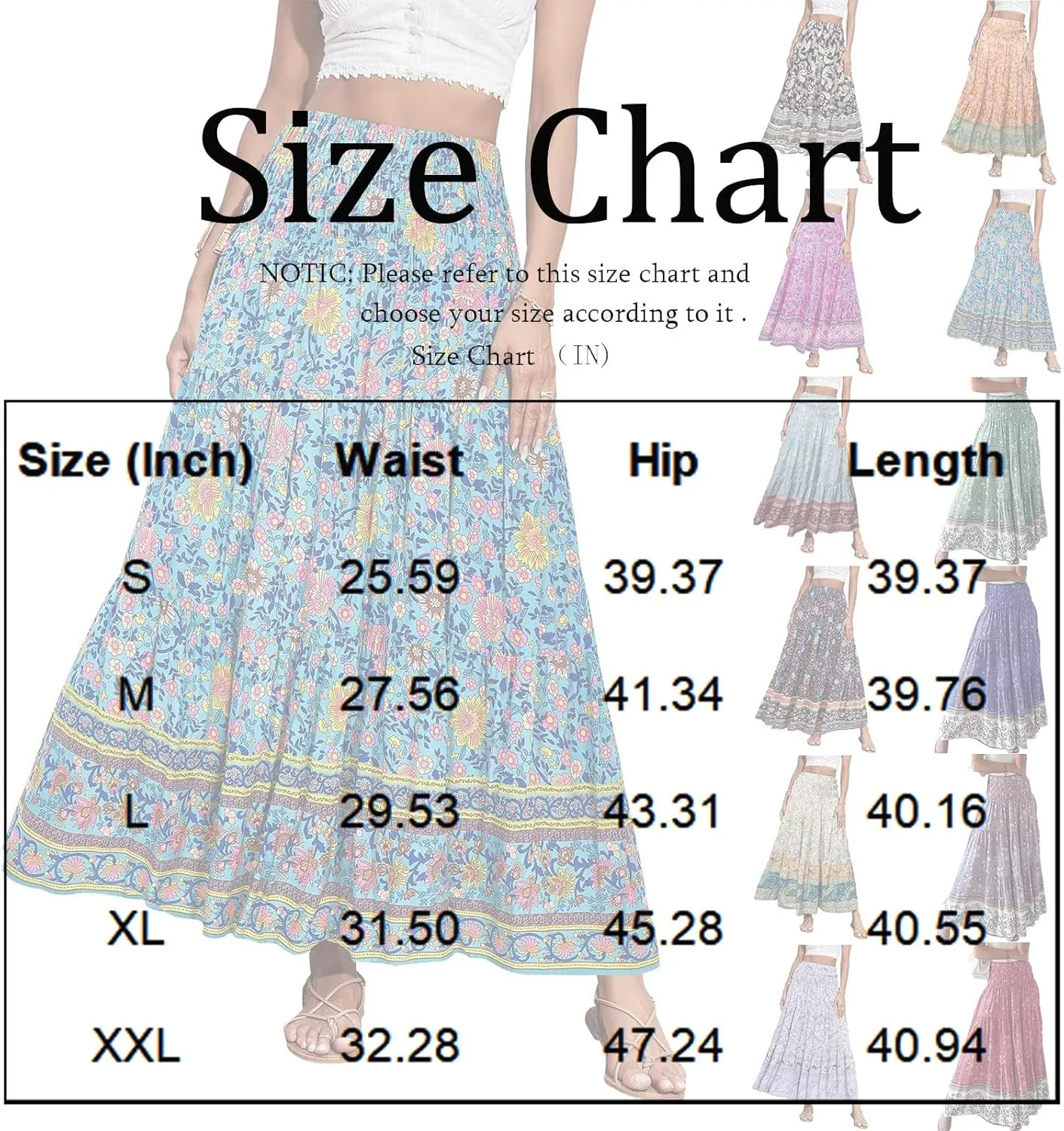 Long Skirts for Women Floral Print High Waist Folded A-line Trumpet Long Skirts Casual Half Body Skirt