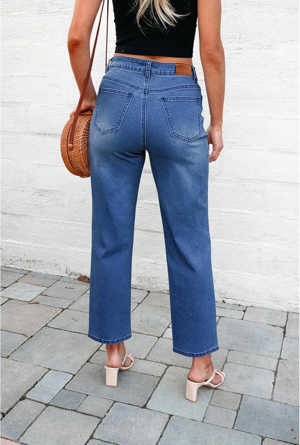 luvamia Straight Leg Jeans for Women High Waisted Trendy Cropped Stretchy Denim Pants Ankle Mom Jeans Work Trouser Jeans