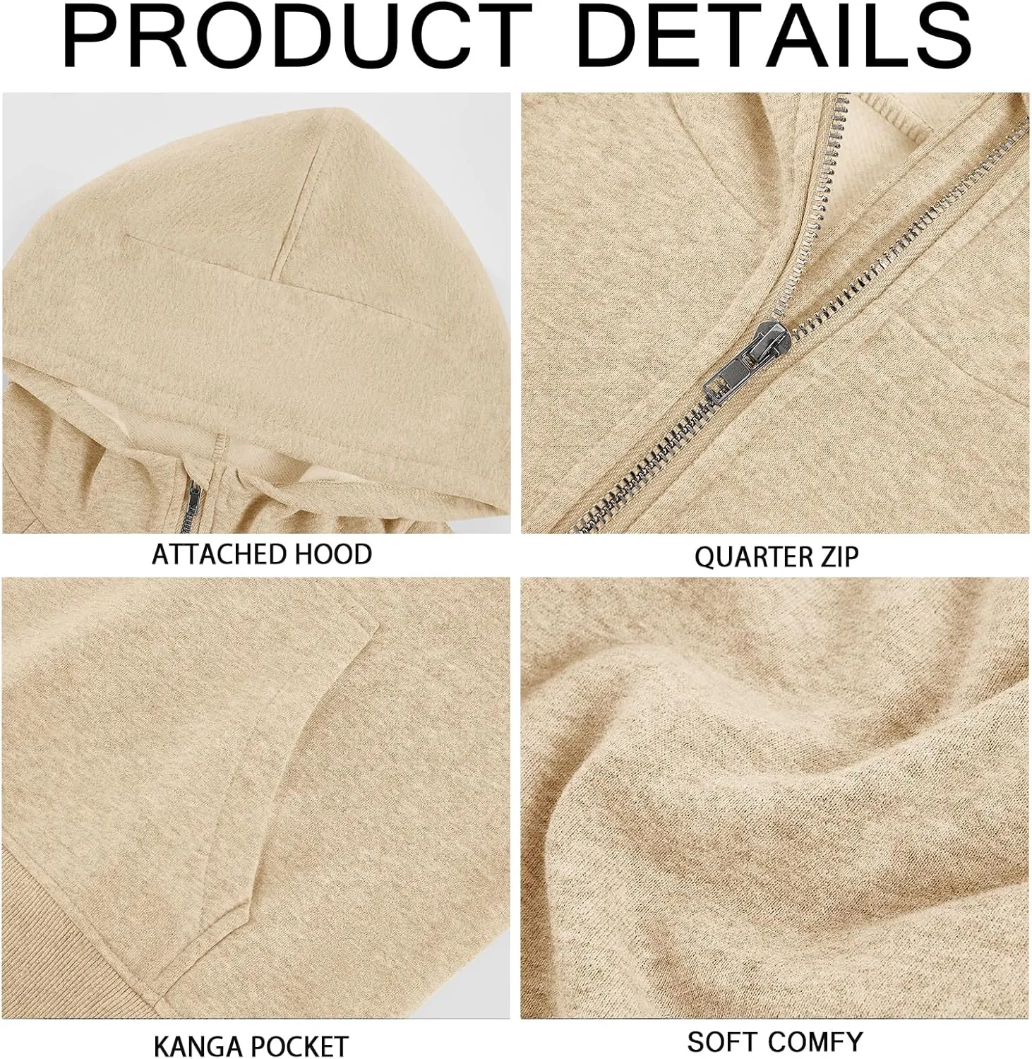 Makkrom Mens Quarter Zip Pullover Hoodies Casual Long Sleeve Basic Hooded Sweatshirt with Kanga Pocket