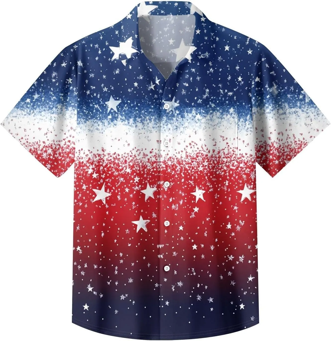 Men's 4th of July Patriotic Shirts Summer Short Sleeve Button-Up American Flag Hawaiian Tropical Aloha Beach Shirts