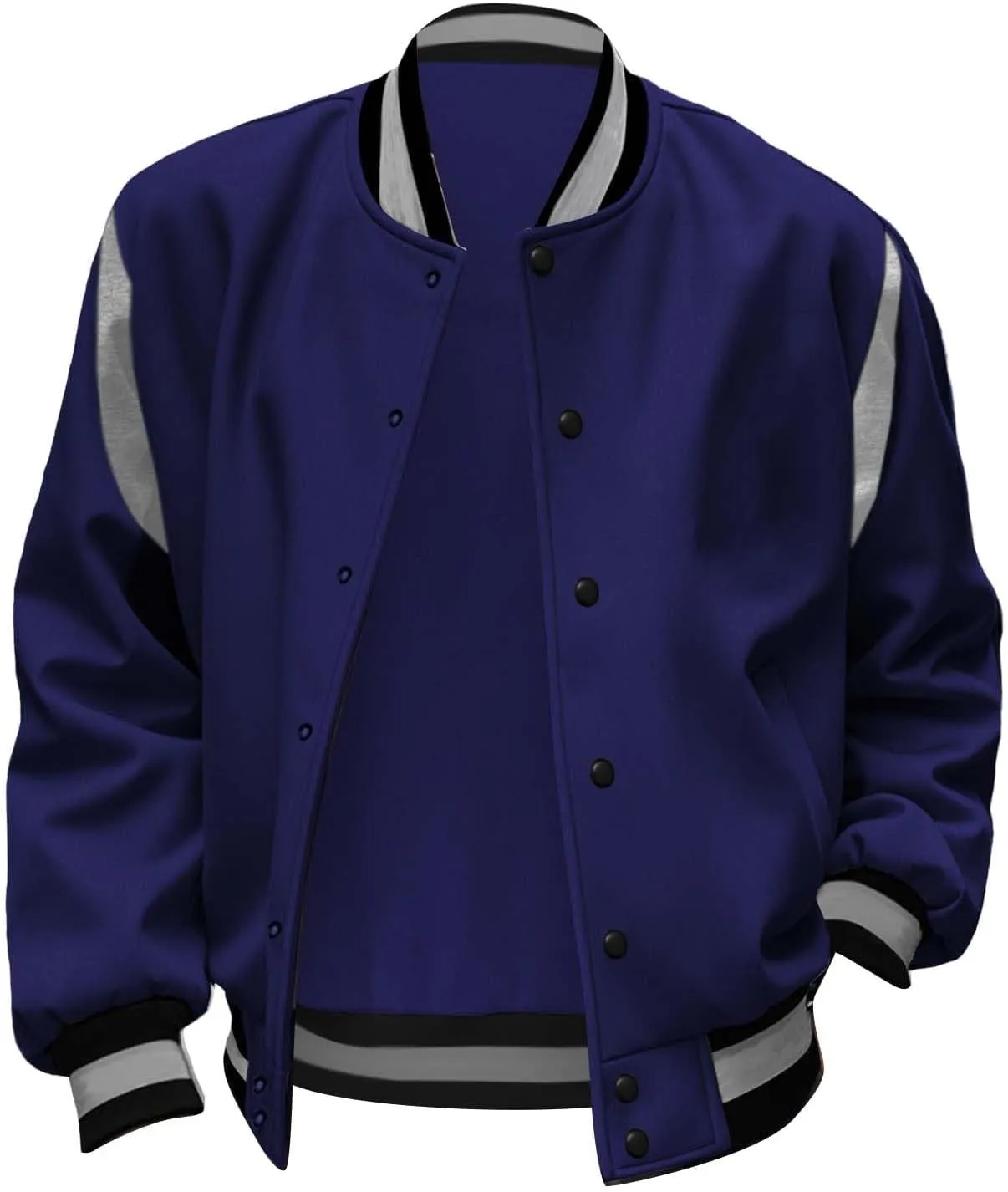 Men's Casual Bomber Jackets Loose Knitted Lightweight Varsity Jacket Fashion Button Down Coat with Pockets Sportswear