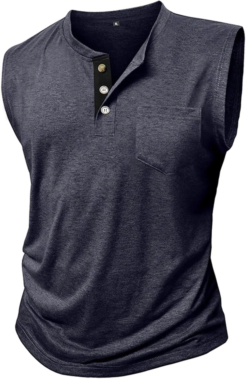 Men's Casual Workout Tank Top Muscle Fit Sleeveless Cut Off Henley T-Shirt Quick Drying Yoga Running Vest Tops
