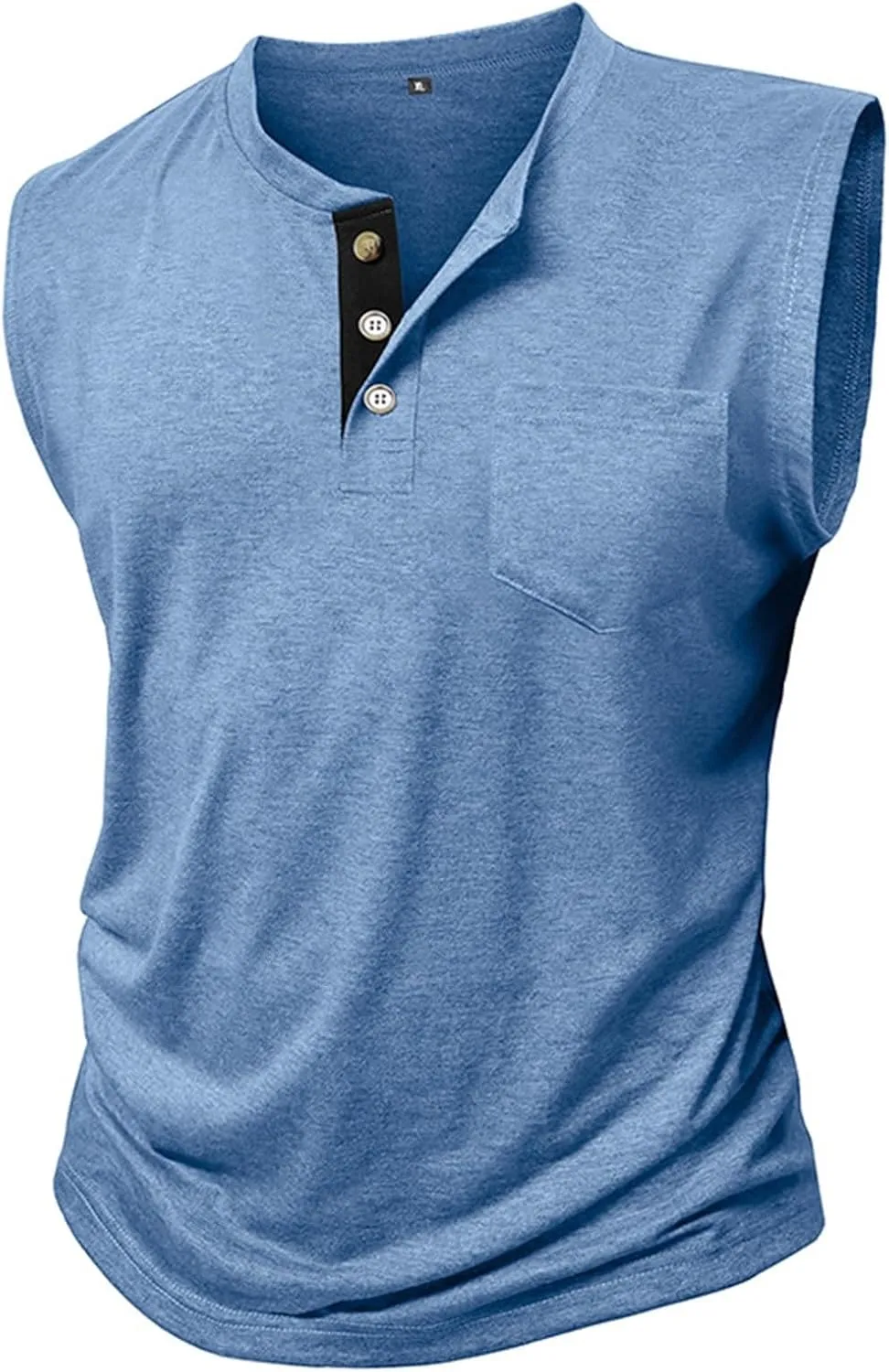 Men's Casual Workout Tank Top Muscle Fit Sleeveless Cut Off Henley T-Shirt Quick Drying Yoga Running Vest Tops