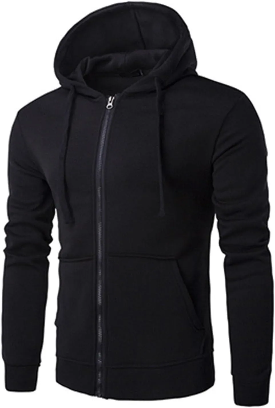 Mens Casual Zipper Hoodies Patchwork Jacket Fall Full Zip Sweatshirts Loose Zip-Front Drawstring Hooded Sweatshirt