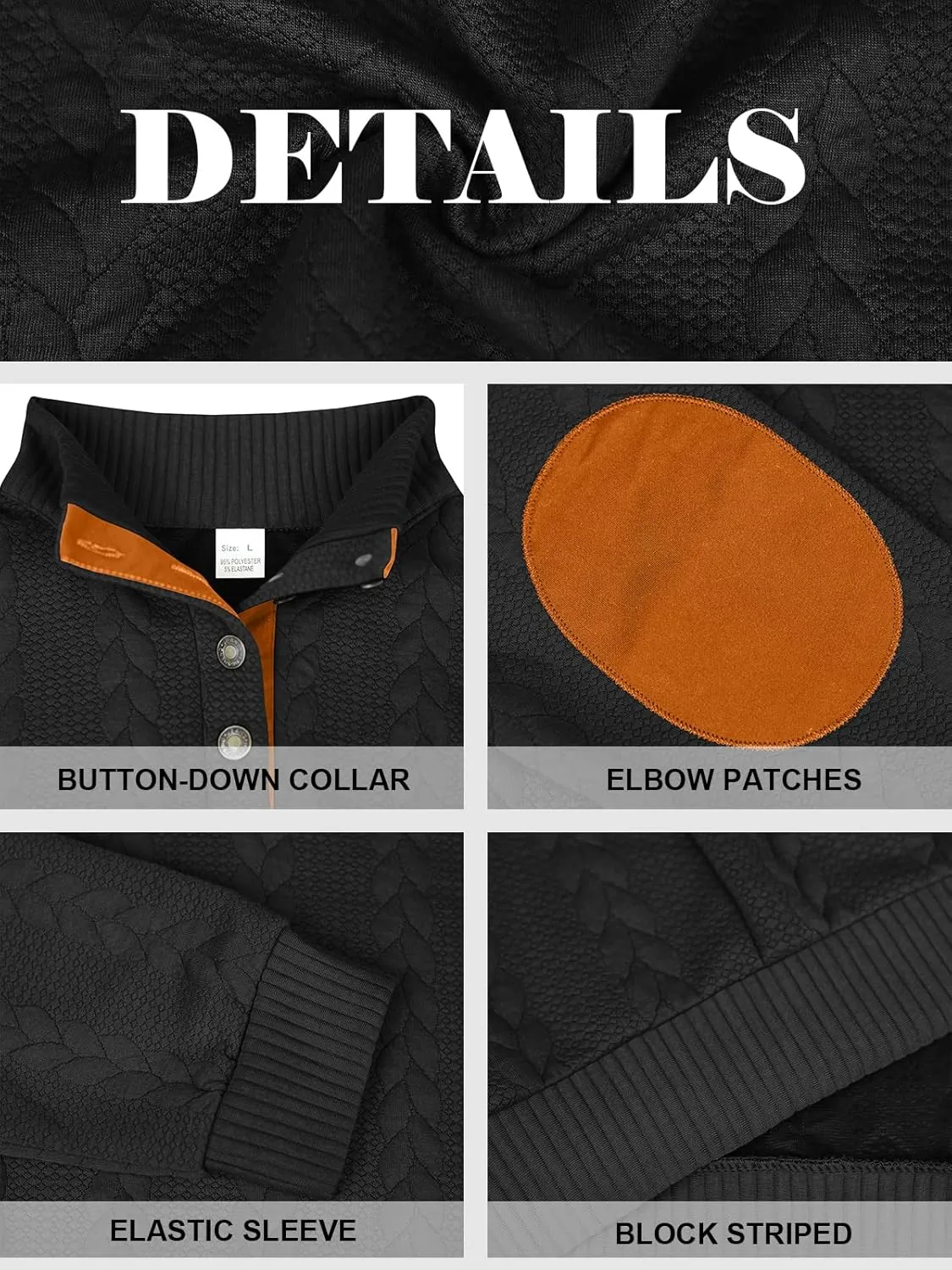 Men's Colorblock Pullover Sweaters Long Sleeve Stand Collar Quarter Button Knitted Sweatshirts Quilted Sweatshirt