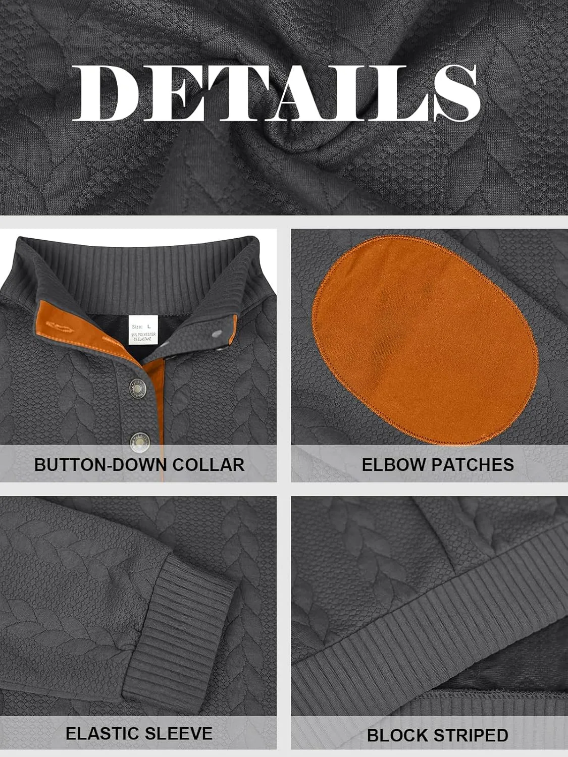 Men's Colorblock Pullover Sweaters Long Sleeve Stand Collar Quarter Button Knitted Sweatshirts Quilted Sweatshirt
