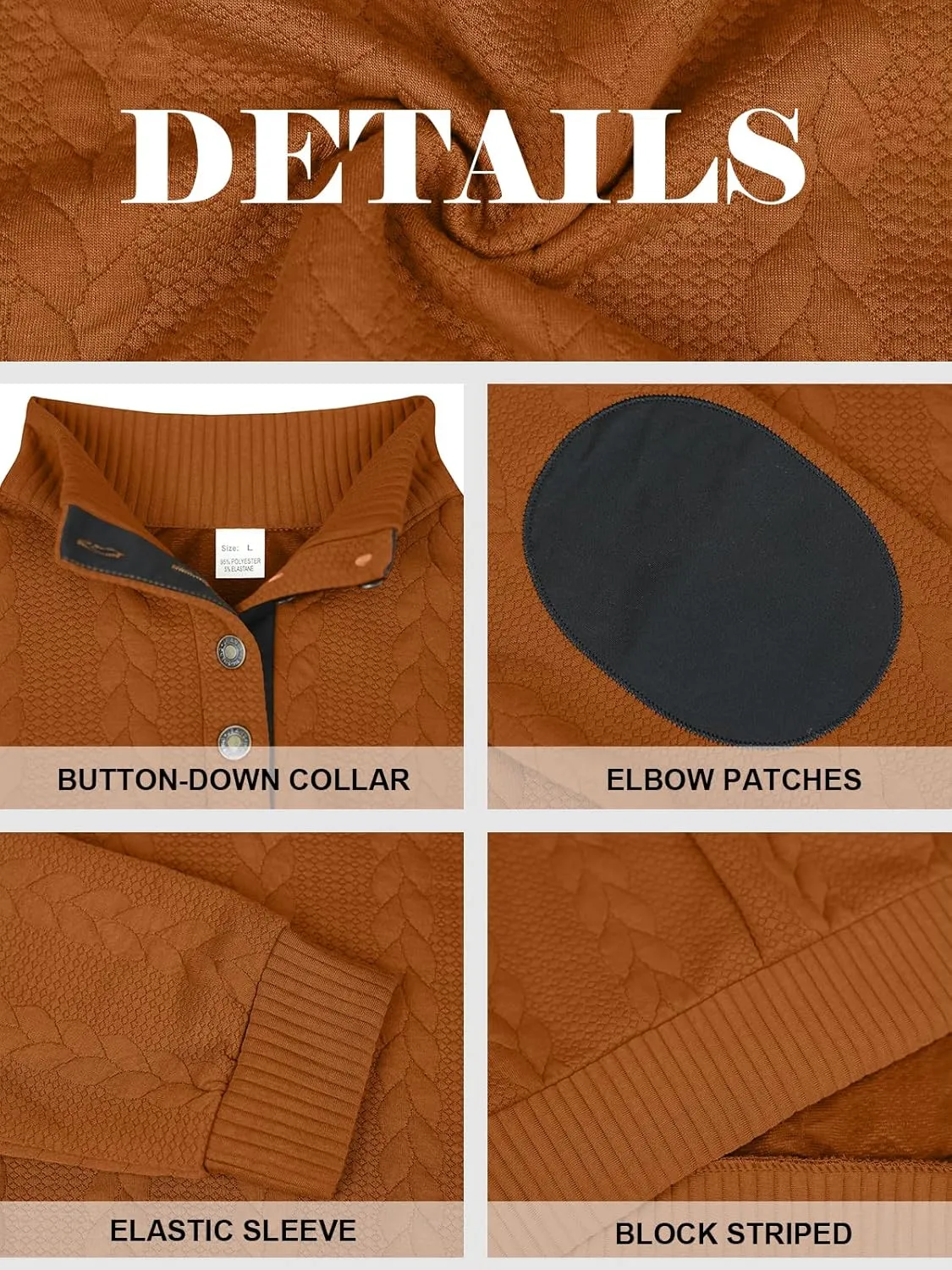 Men's Colorblock Pullover Sweaters Long Sleeve Stand Collar Quarter Button Knitted Sweatshirts Quilted Sweatshirt