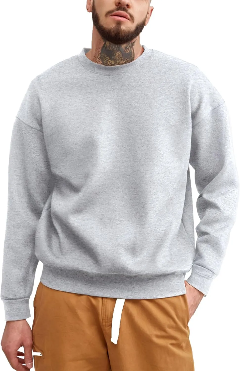 Men'S Crewneck Sweatshirt Long Sleeve Baggy Sweatshirts Lightweight Crew Neck Pullover