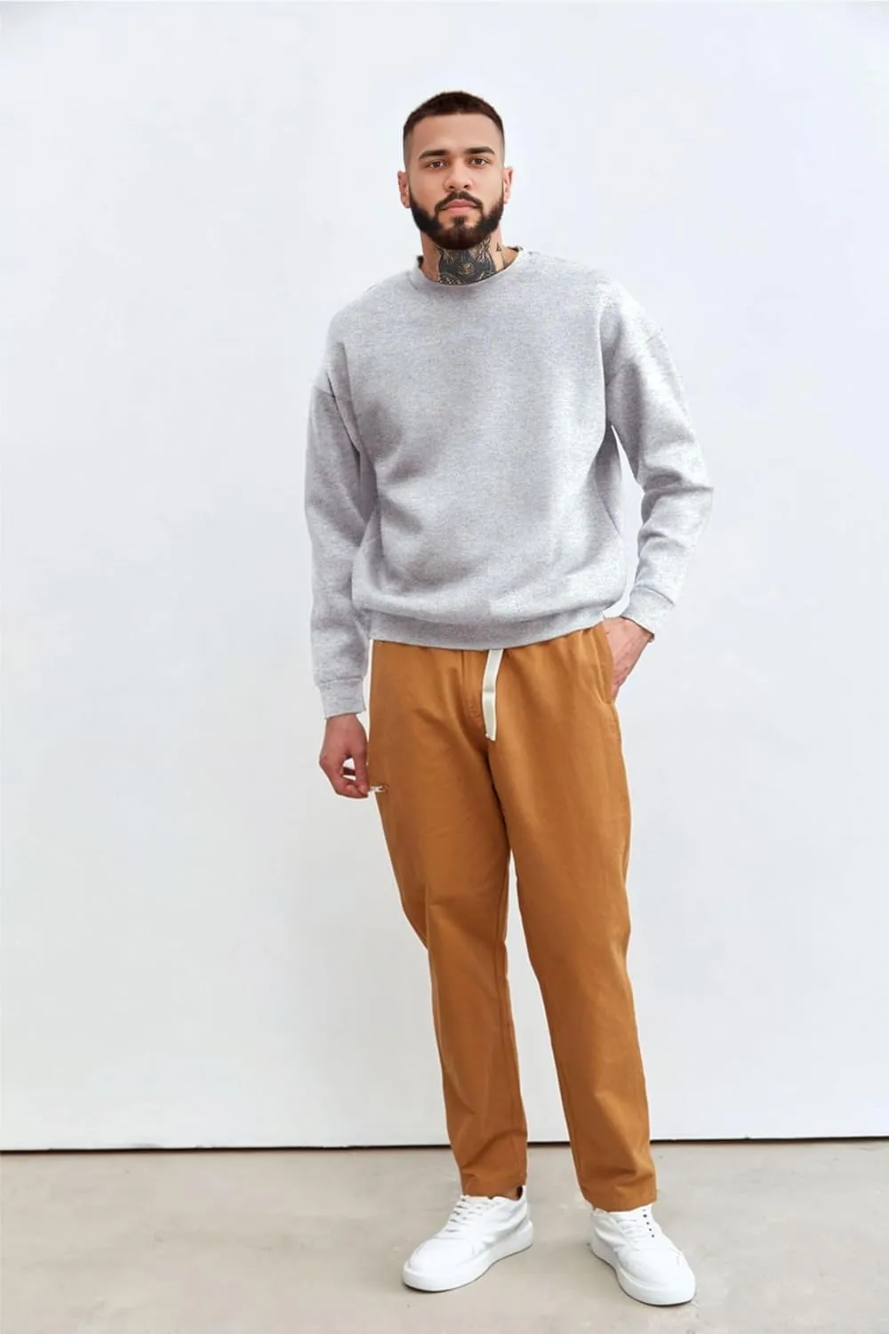 Men'S Crewneck Sweatshirt Long Sleeve Baggy Sweatshirts Lightweight Crew Neck Pullover