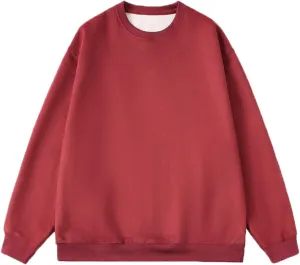 Men's Crewneck Sweatshirts Loose Fit Fleece Pullover Tops Casual Basic Plain Sweatshirt Winter Fall Long Sleeve Shirt
