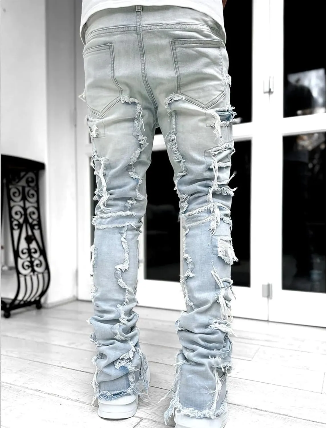 Men's Denim Straight Leg Street Sharpened Jeans Mens Sweatpants