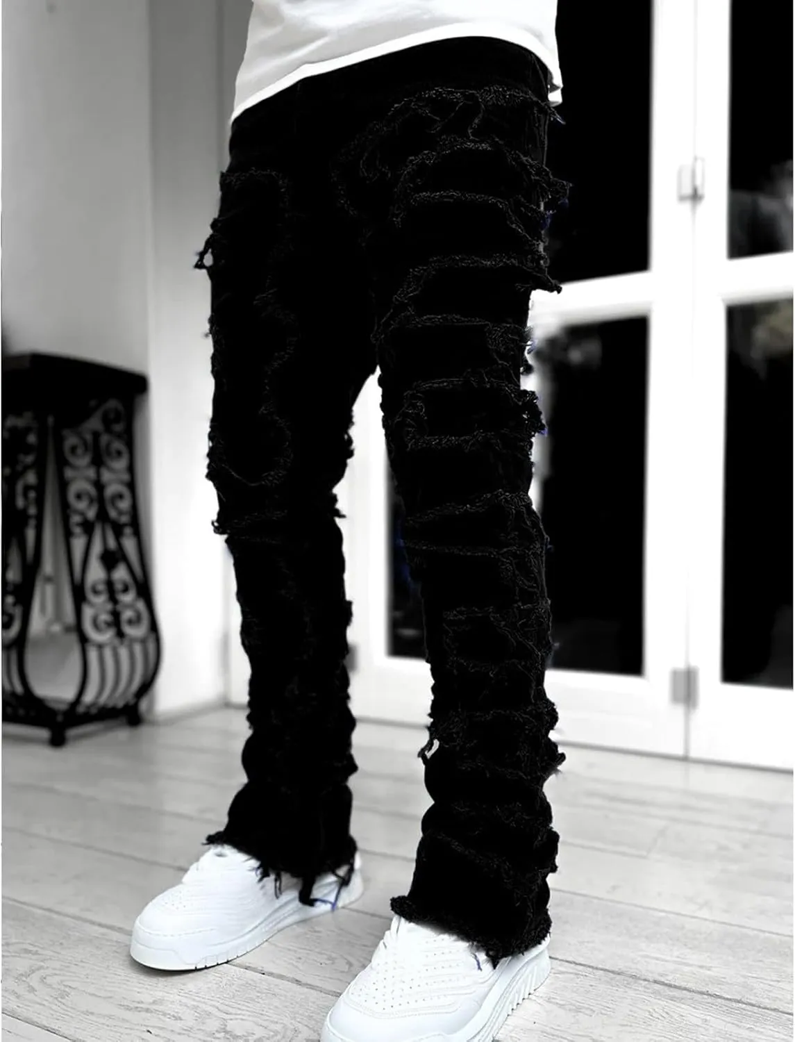 Men's Denim Straight Leg Street Sharpened Jeans Mens Sweatpants