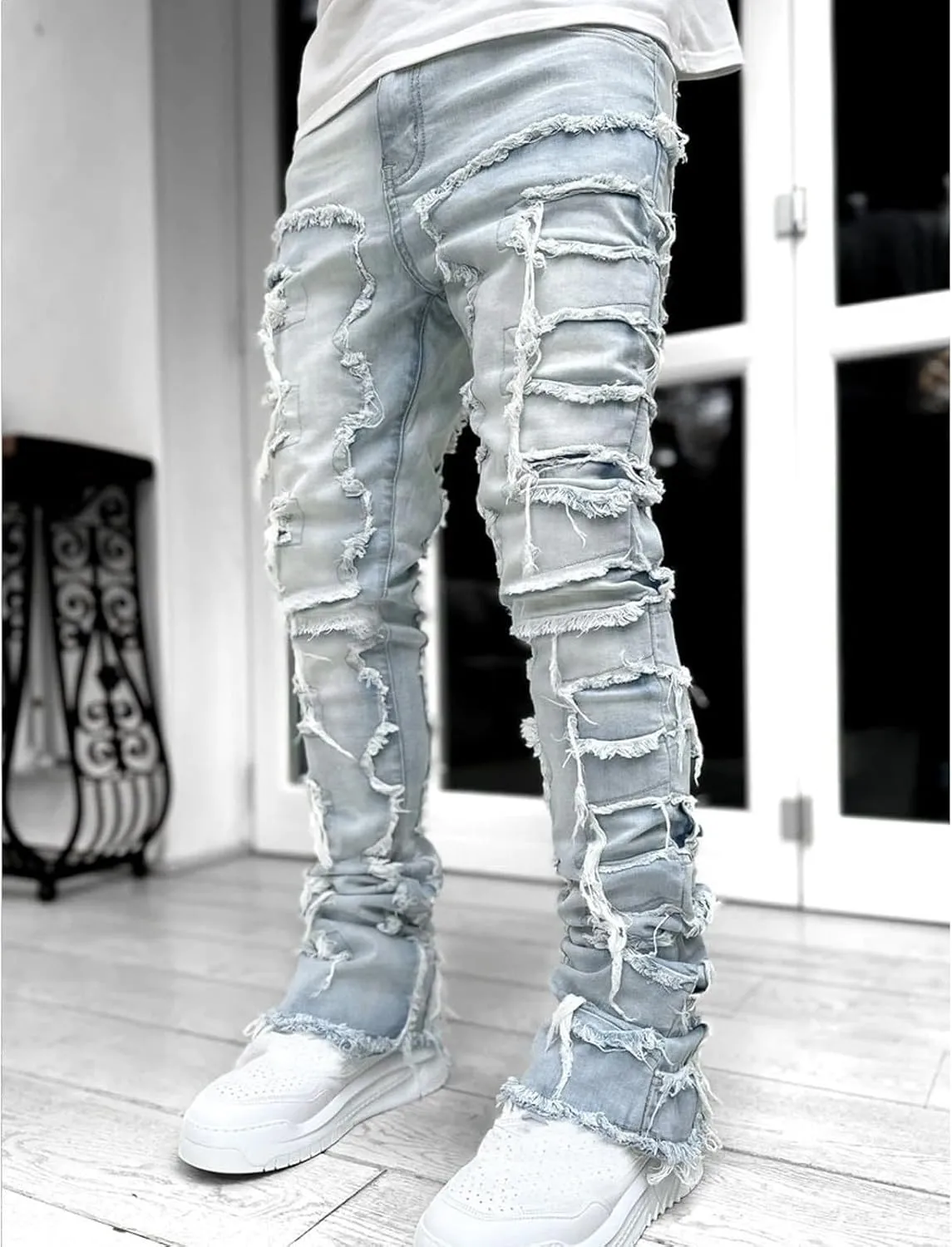 Men's Denim Straight Leg Street Sharpened Jeans Mens Sweatpants