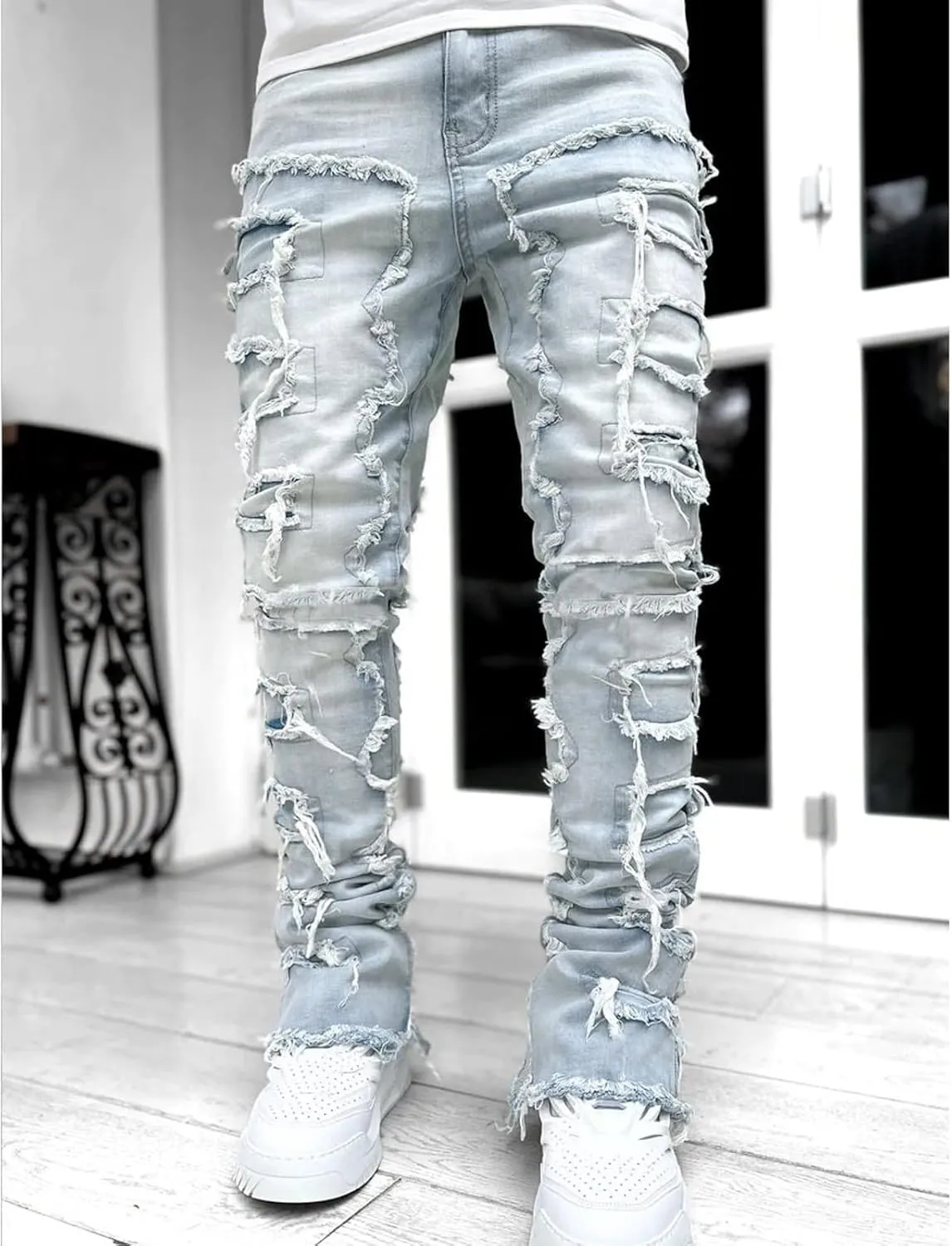 Men's Denim Straight Leg Street Sharpened Jeans Mens Sweatpants