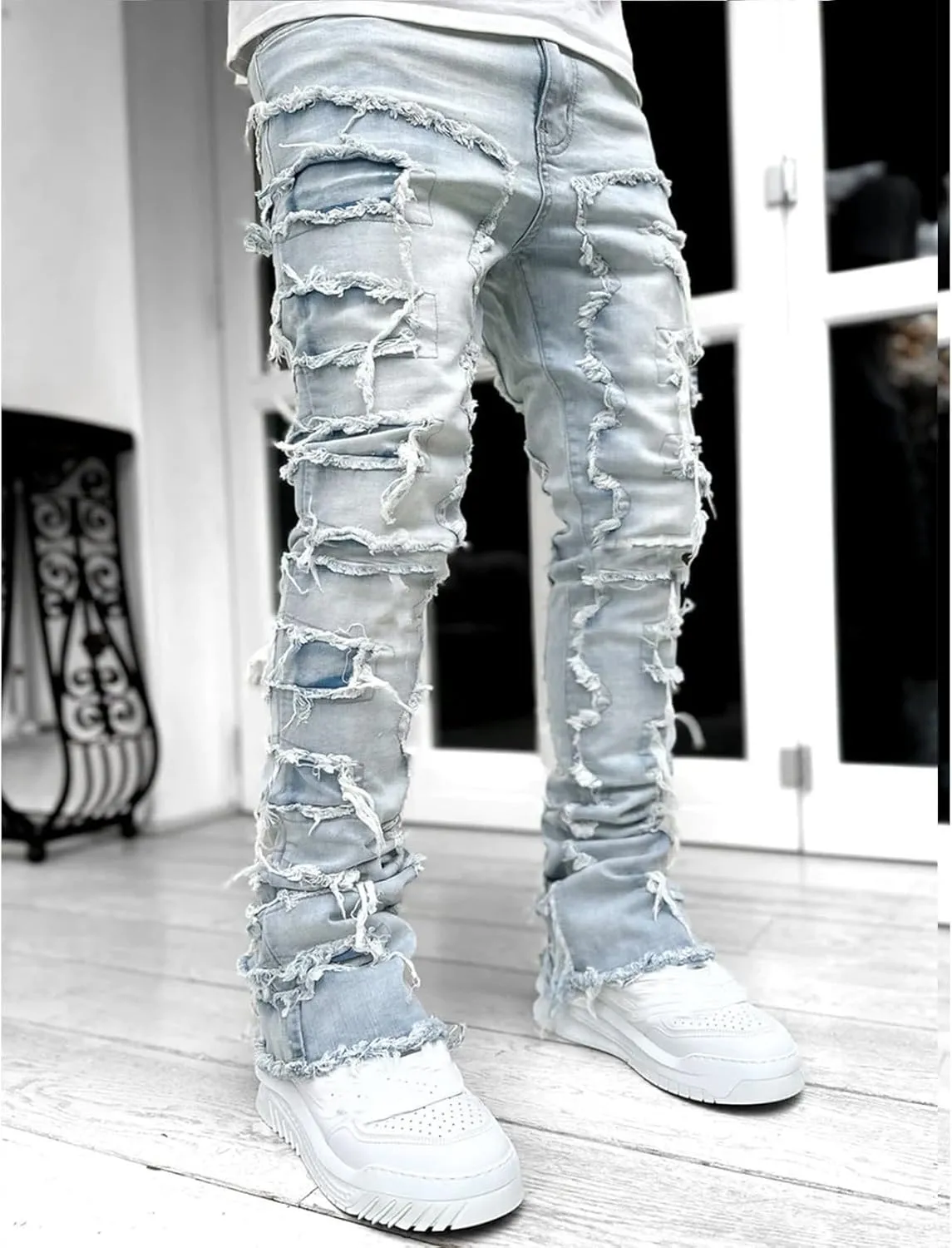 Men's Denim Straight Leg Street Sharpened Jeans Mens Sweatpants