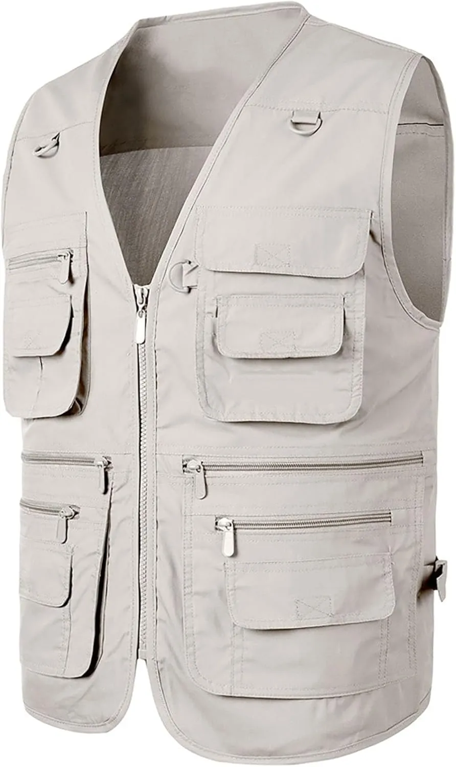 Mens Fishing Vest Summer Outdoor Work Vest Utility Travel Cargo Vest Lightweight Sleeveless Jacket with Multi Pockets