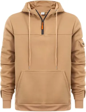Mens Hoodies Pullover 2024 Fall Hooded Sweatshirt Quarter Zipper Drawstring Hoodie Outdoor Casual Half Zip Sweatshirts