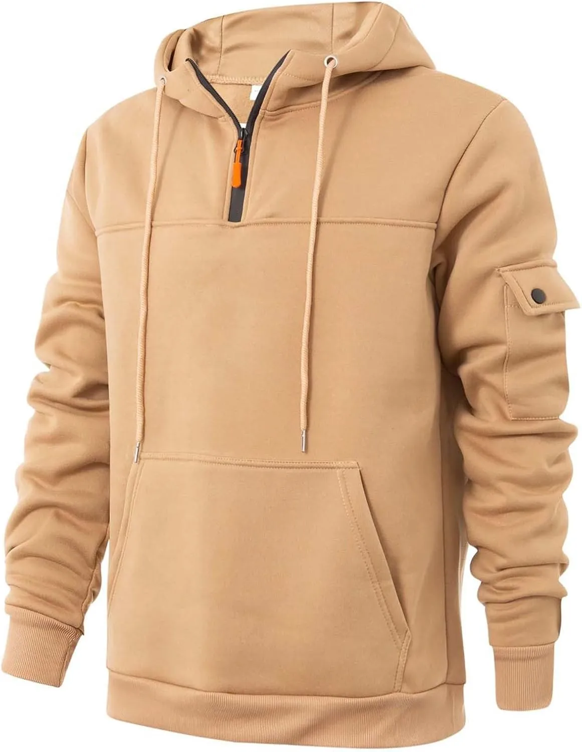 Mens Hoodies Pullover 2024 Fall Hooded Sweatshirt Quarter Zipper Drawstring Hoodie Outdoor Casual Half Zip Sweatshirts