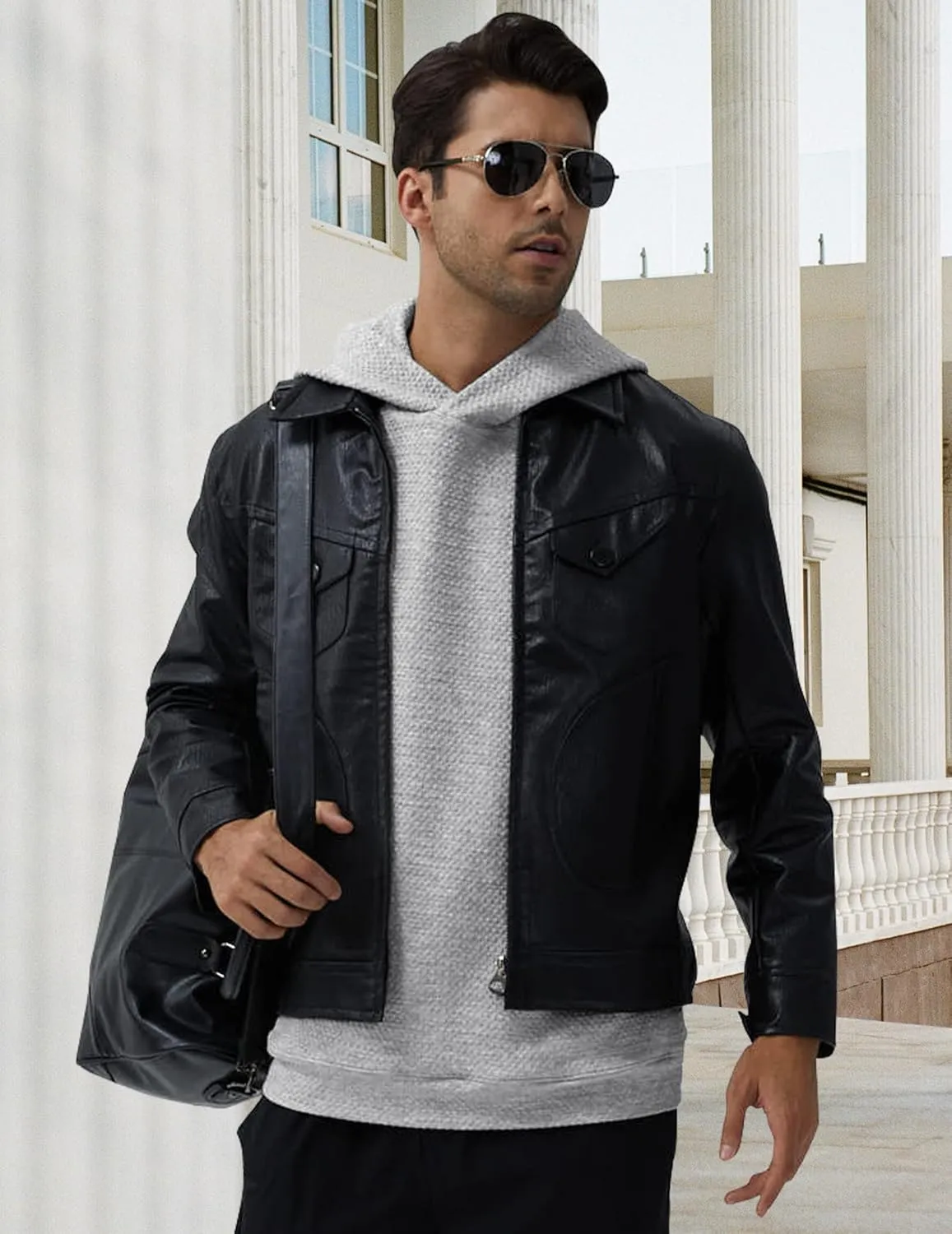 Mens Textured Hooded Sweatshirt Long Sleeve Knit Pullover Hoodie Soft Classic Solid Jumper Sweater With Pockets