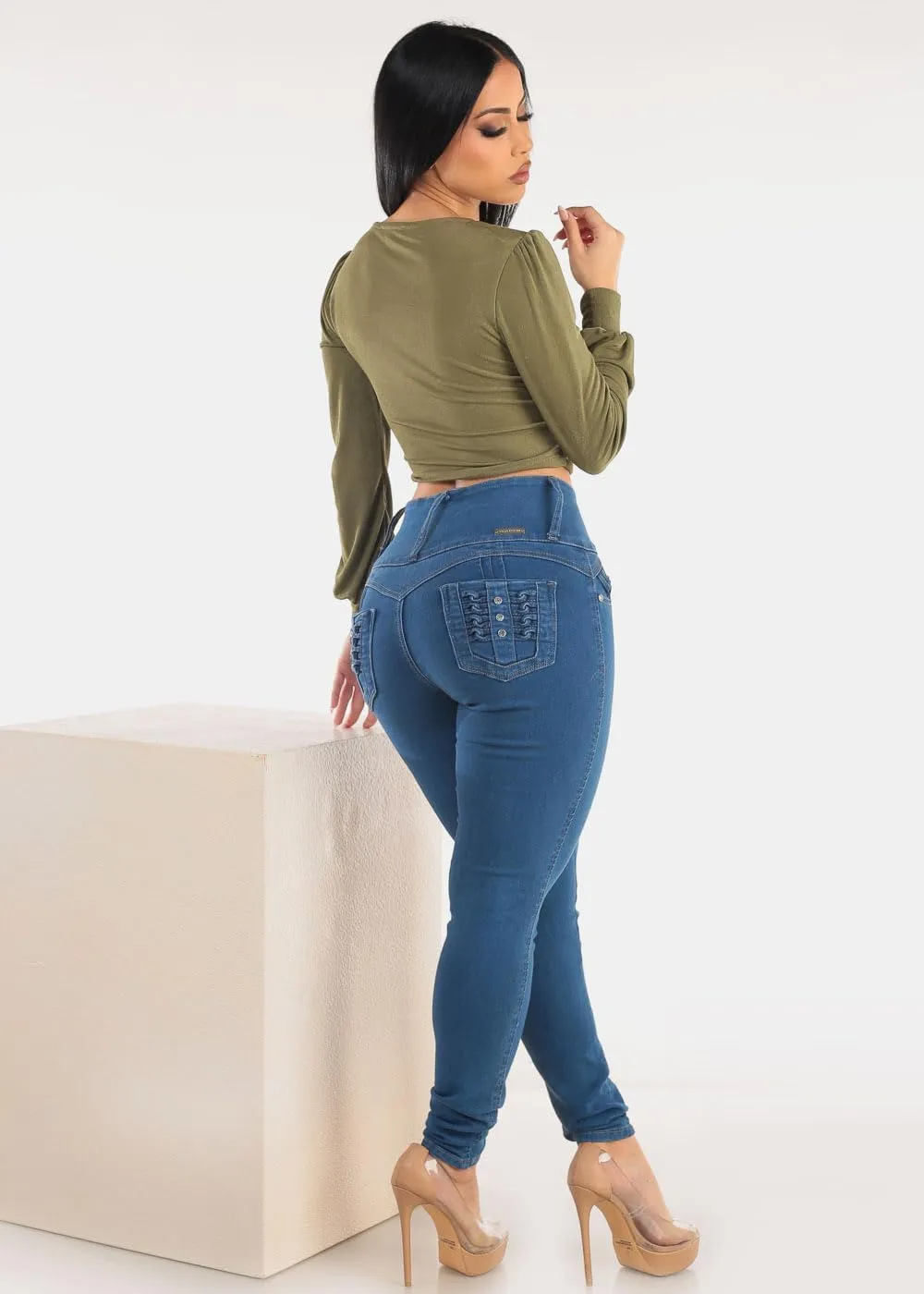 Moda Xpress High Waisted Butt Lifting Jeans for Women - Colombian Skinny Jeans Levanta Cola