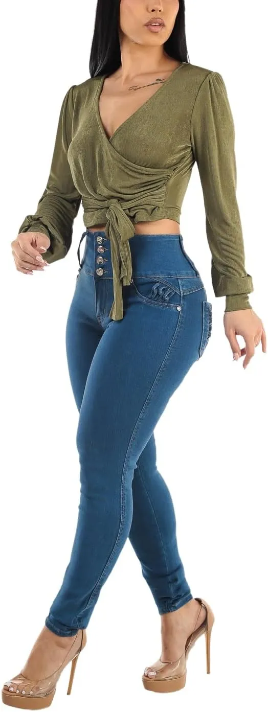 Moda Xpress High Waisted Butt Lifting Jeans for Women - Colombian Skinny Jeans Levanta Cola