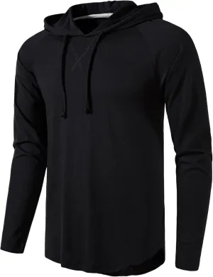 MUSE FATH Men's Long Sleeve Athletic Performance Lightweight Hoodie Sweatshirts