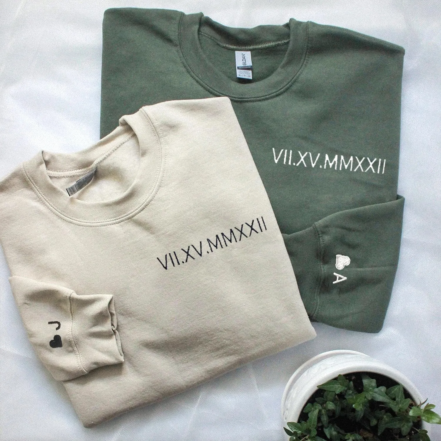 NAZENTI Custom Embroidered Roman Numeral Hoodies, Matching Hoodies for Couples, Christmas Valentines Day Gifts for Him Her