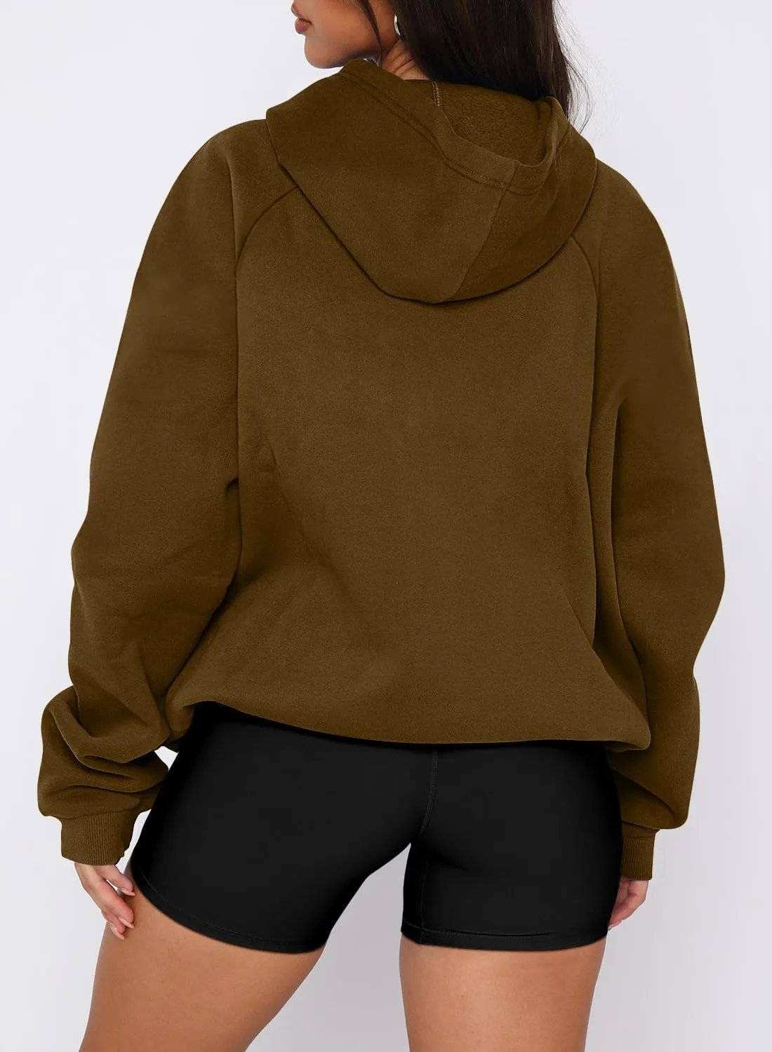 onlypuff Women Half Zipper Pullover Sweatshirt Long Sleeve Hoodies Kangaroo Pocket Fleece Basic Sweater