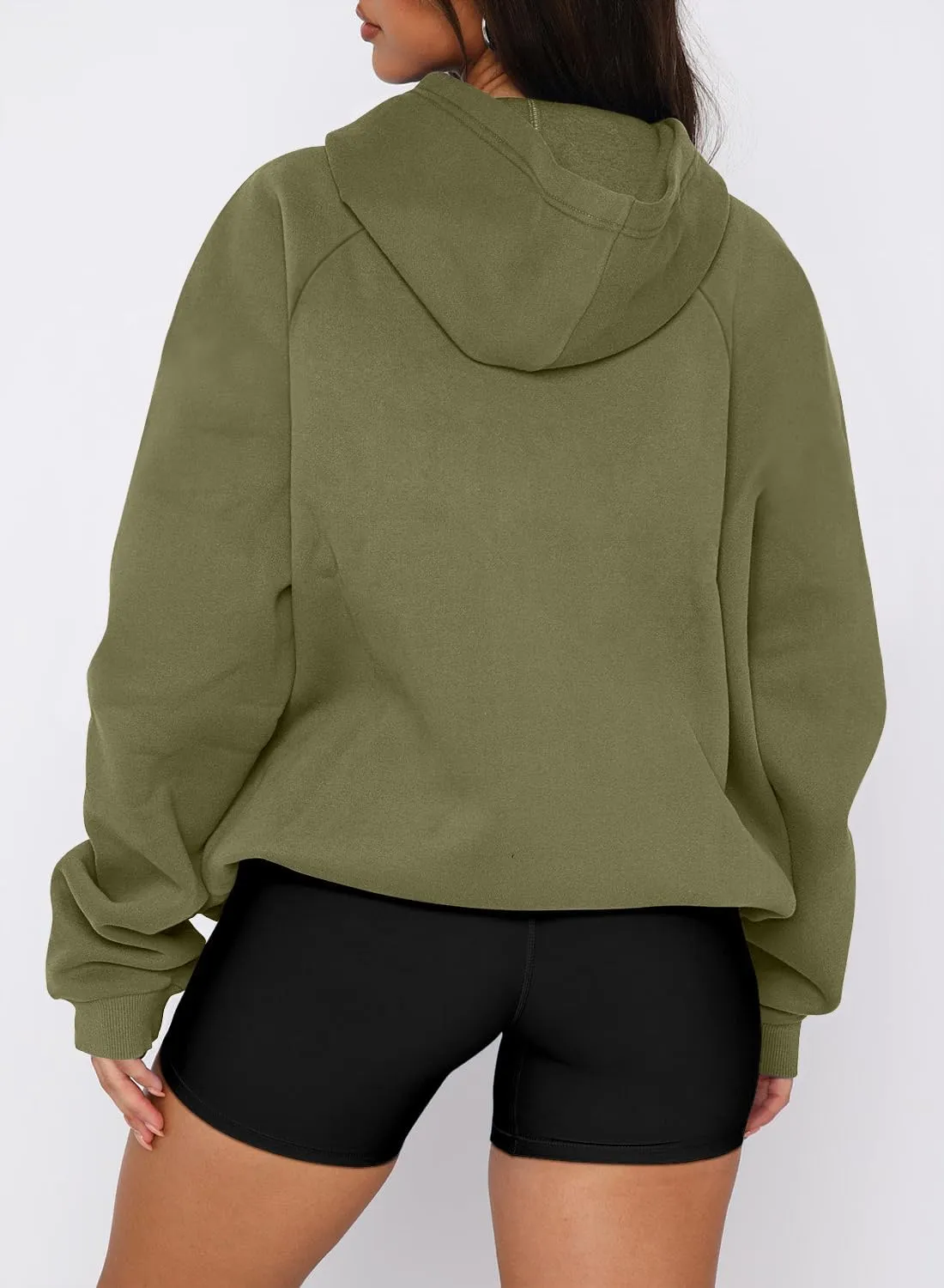 onlypuff Women Half Zipper Pullover Sweatshirt Long Sleeve Hoodies Kangaroo Pocket Fleece Basic Sweater