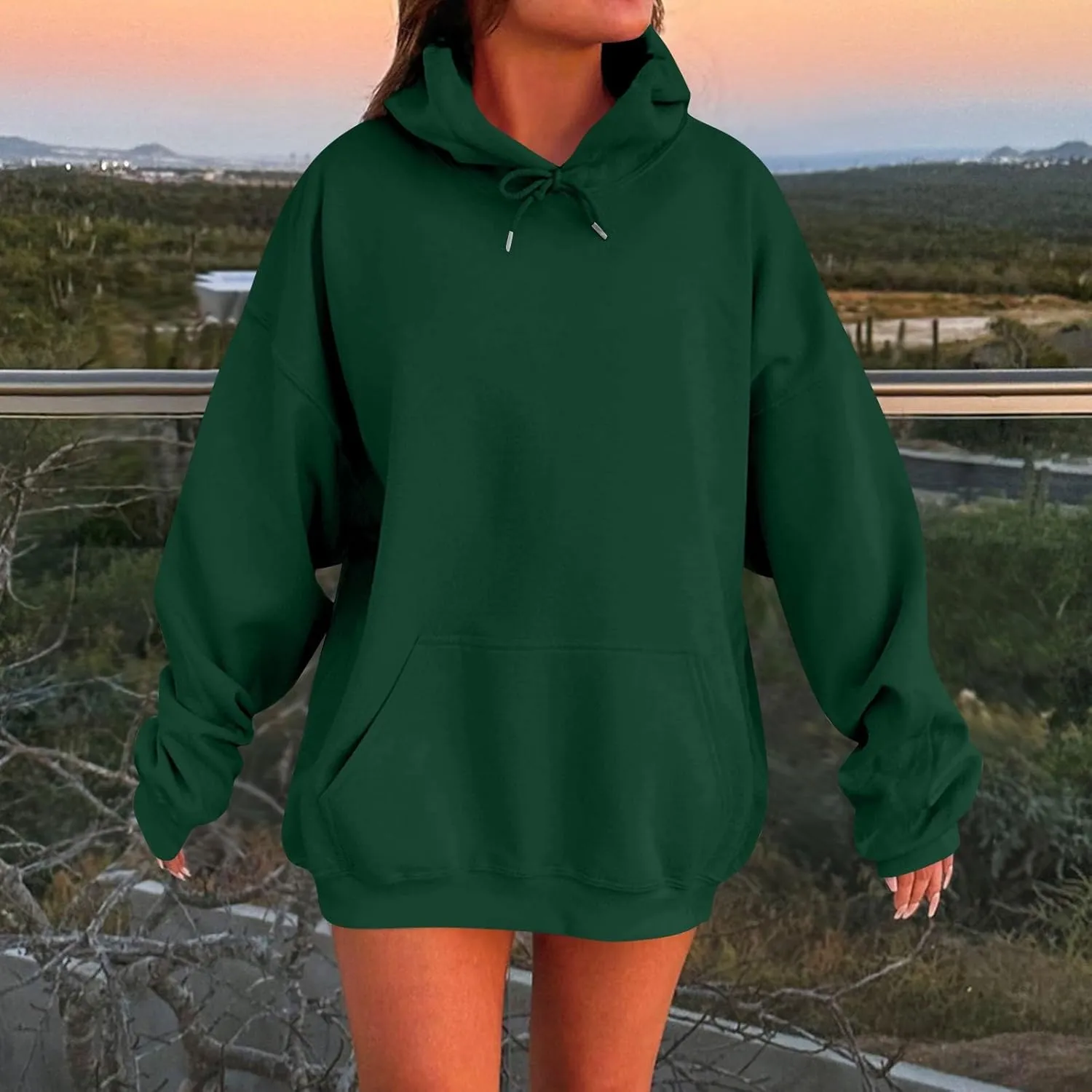 Oversized Hoodie for Women Plus Size Lightweight Fleece Hooded Sweatshirts Drop Shoulder Drawstring Pullover Hoodies