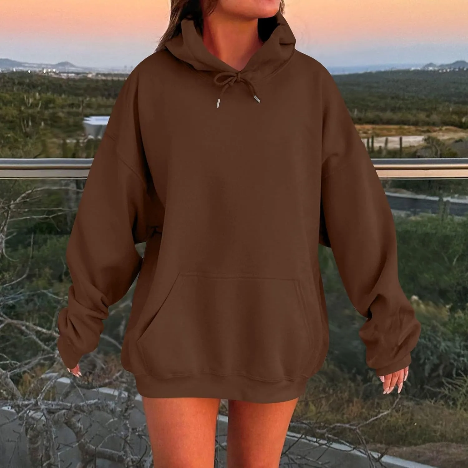 Oversized Hoodies for Women Casual Fleece Sweatshirts Trendy Drawstring Pullover Sweaters Cute Hoodie with Pocket