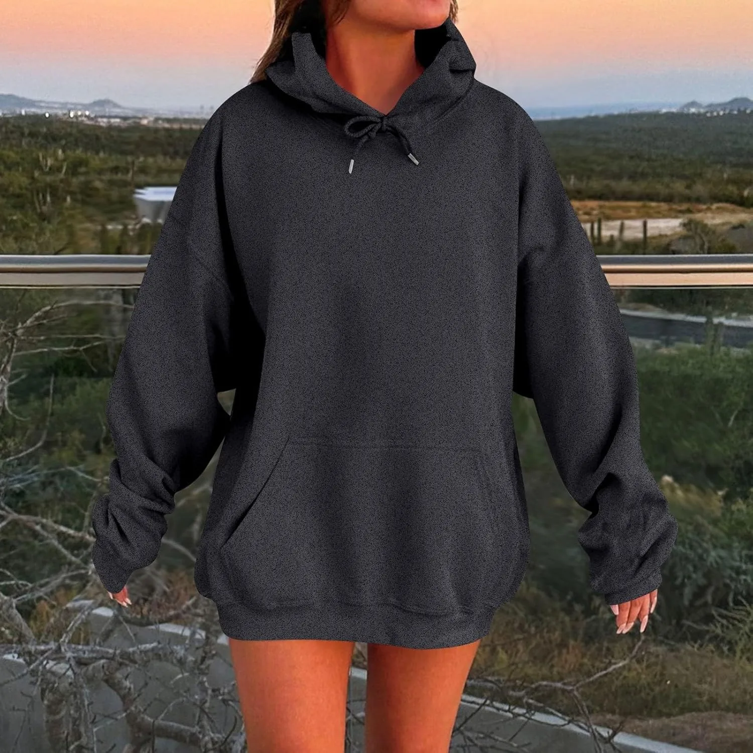 Oversized Hoodies for Womens Winter Cute Sweatshirts Pullover 2024 Fashion Tops Trendy Outfits Loose Fit Solid Hoodies