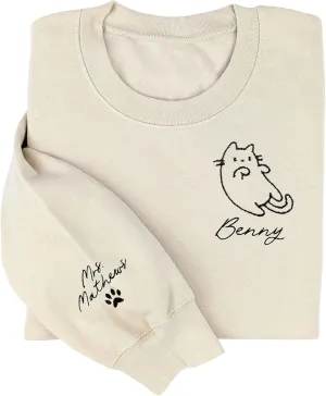 Pamaheart Custom Embroidered Cat Sweatshirt - Cute Cat Shirt, Gifts for Women, Birthday, Christmas, Halloween, Cat Lovers