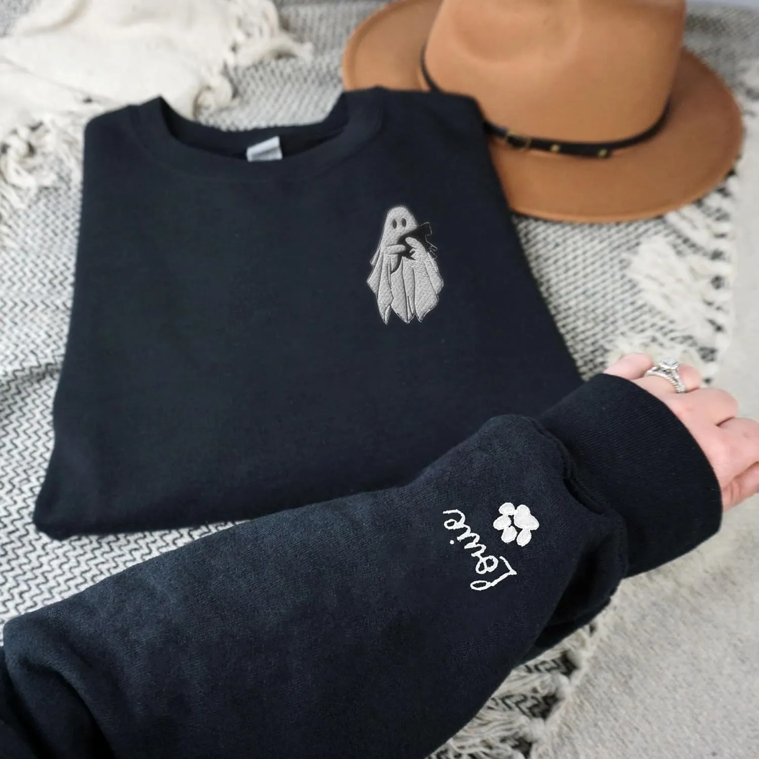 Pamaheart Custom Embroidered Cat Sweatshirt - Cute Cat Shirt, Gifts for Women, Birthday, Christmas, Halloween, Cat Lovers