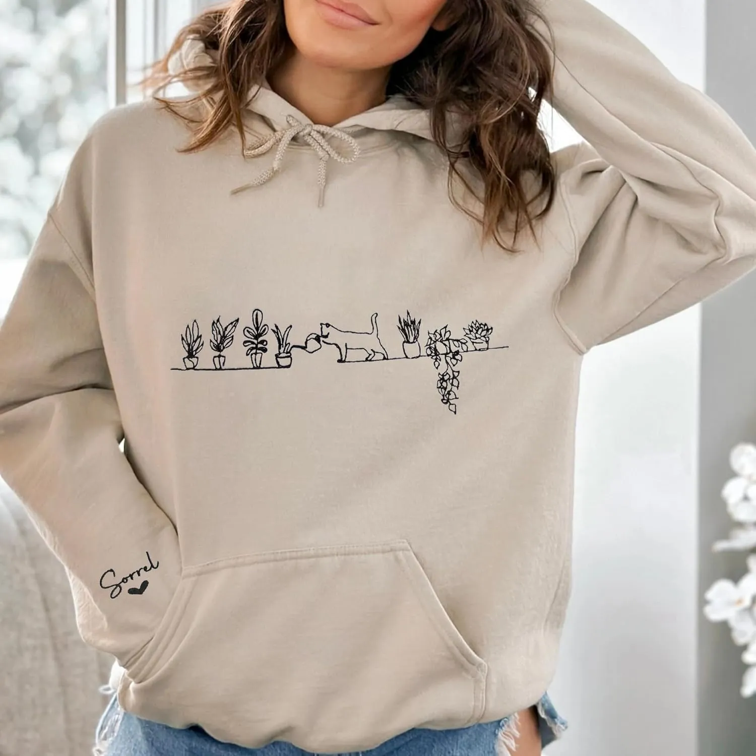 Pamaheart Custom Embroidered Cat Sweatshirt - Cute Cat Shirt, Gifts for Women, Birthday, Christmas, Halloween, Cat Lovers