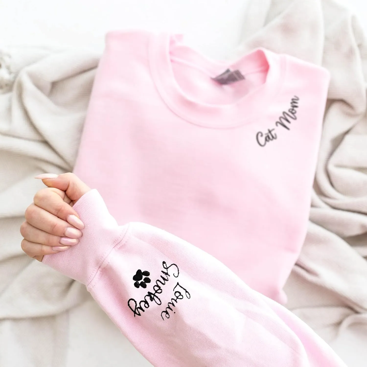 Pamaheart Custom Embroidered Cat Sweatshirt - Cute Cat Shirt, Gifts for Women, Birthday, Christmas, Halloween, Cat Lovers