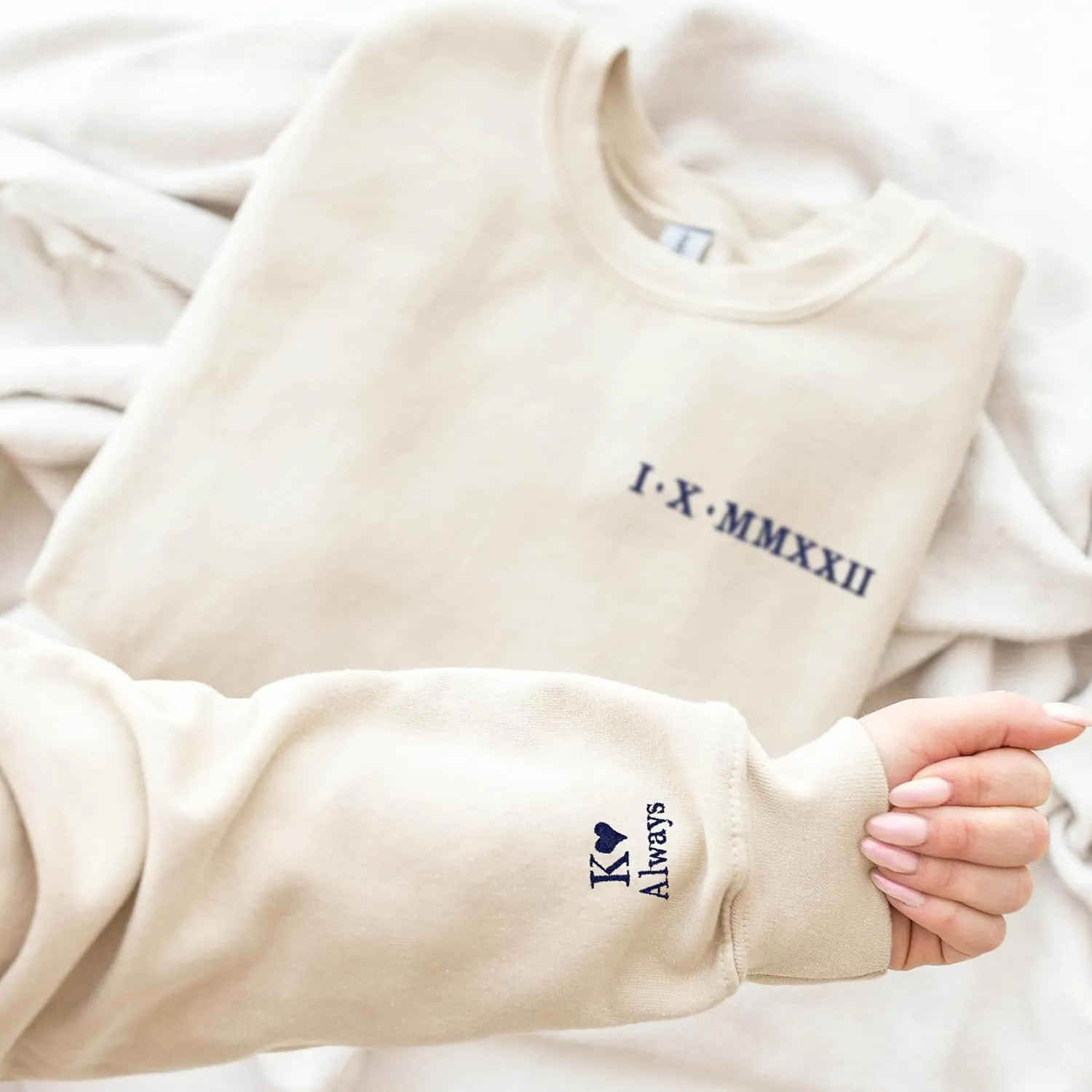 Pamaheart Custom Embroidered Roman Numeral Hoodie - Matching Hoodies, Couple Sweatshirts, Gifts for Her, Him, Valentines Day