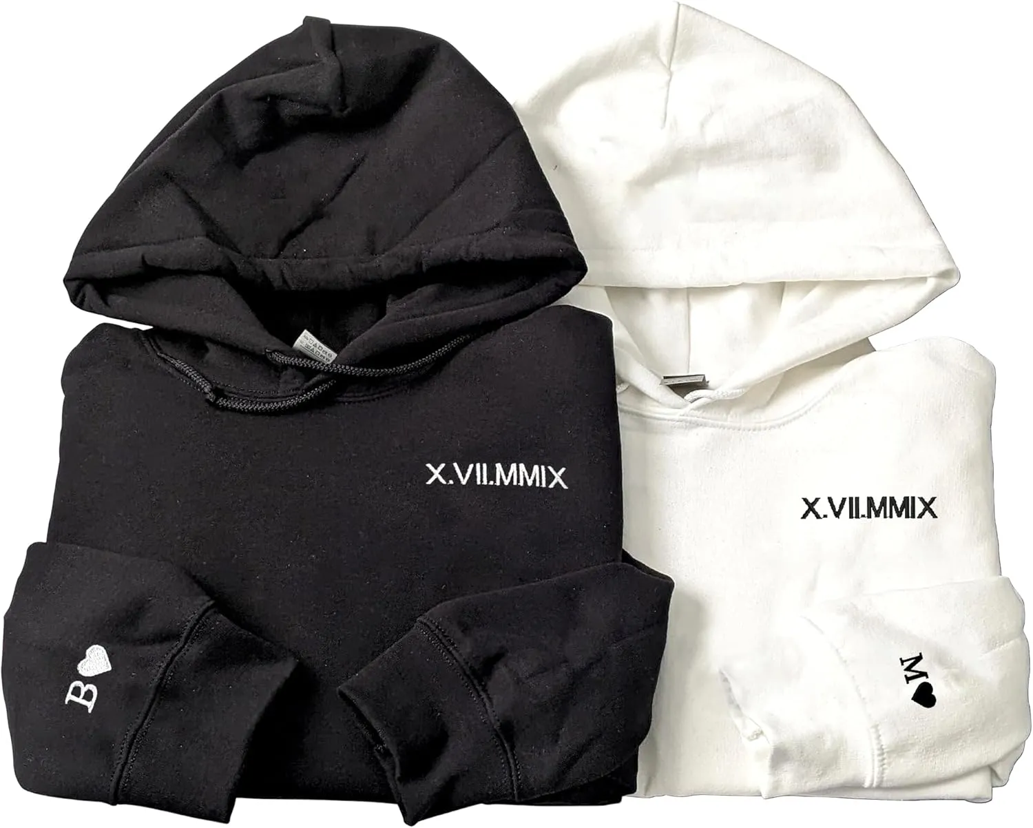 Pamaheart Custom Embroidered Roman Numeral Hoodie - Matching Hoodies, Couple Sweatshirts, Gifts for Her, Him, Valentines Day