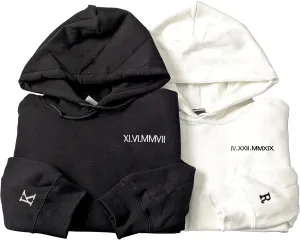 Pamaheart Custom Embroidered Roman Numeral Hoodie - Matching Hoodies, Couple Sweatshirts, Gifts for Her, Him, Valentines Day